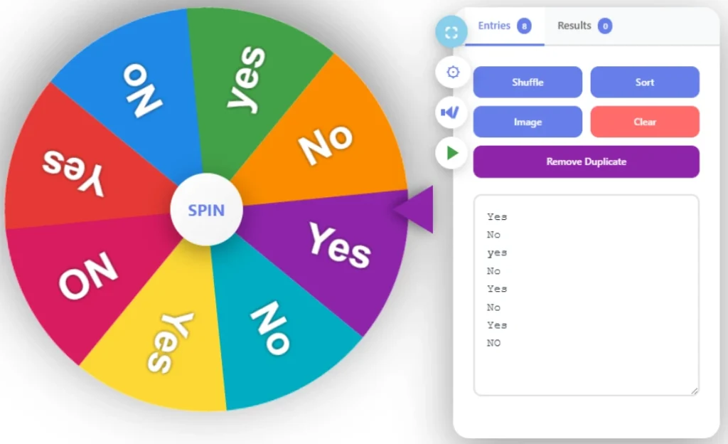 Yes or No Spinner 1 Yes or No Spinner Wheel - free online random Yes or No picker