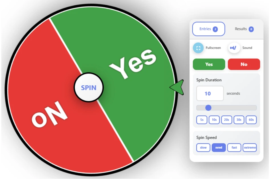 Yes or No Wheel for quick random decisions